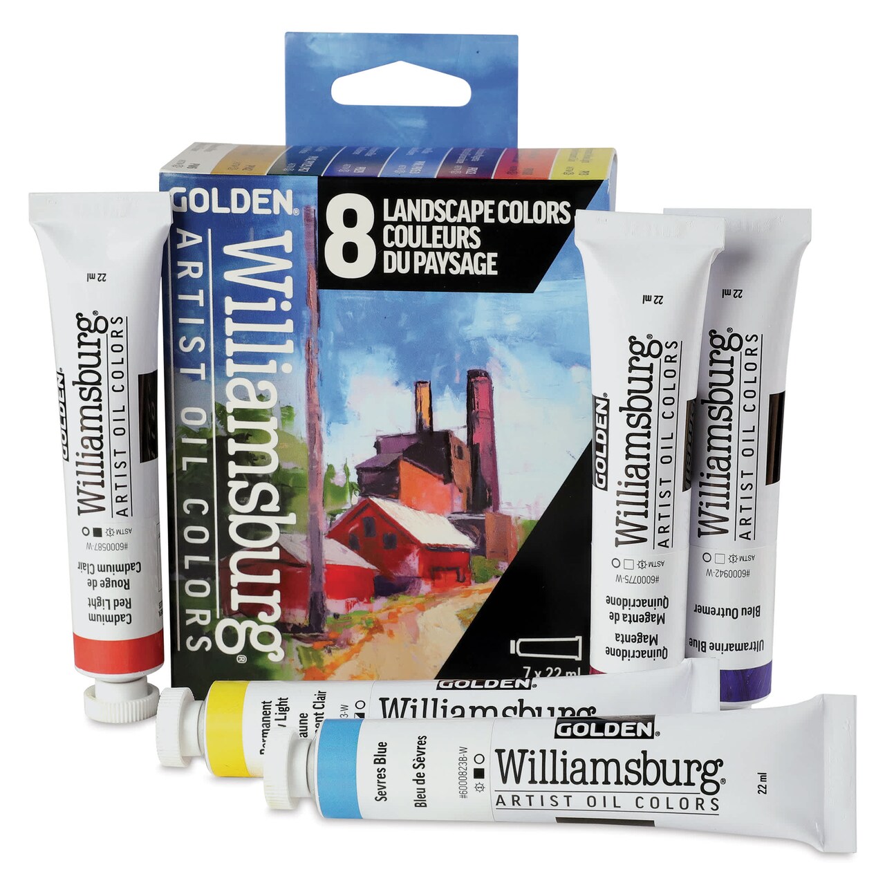 Williamsburg Handmade Oil Paints - Set of 8, Landscape, 22 ml Tubes